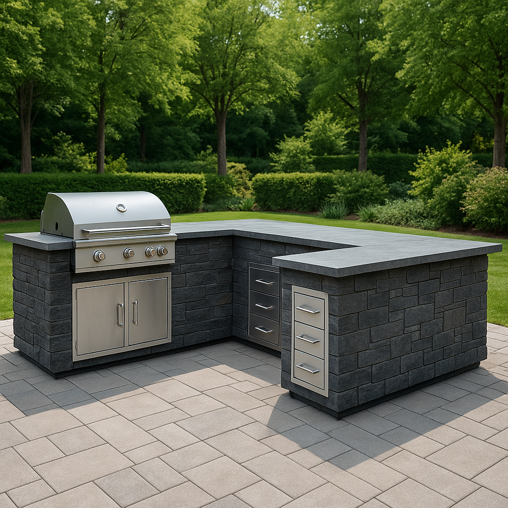 U-Shaped Outdoor Kitchen Island