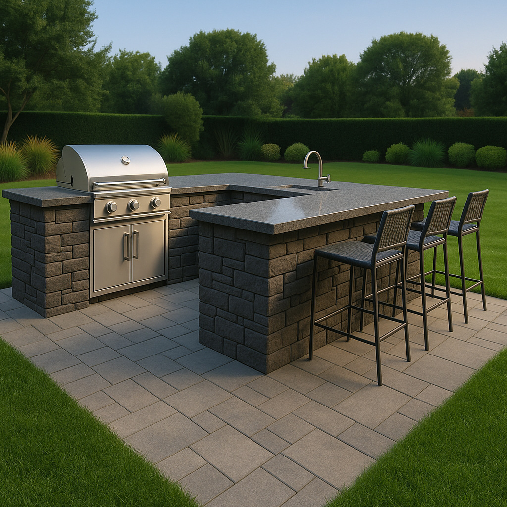 U-Shaped Outdoor Kitchen Island